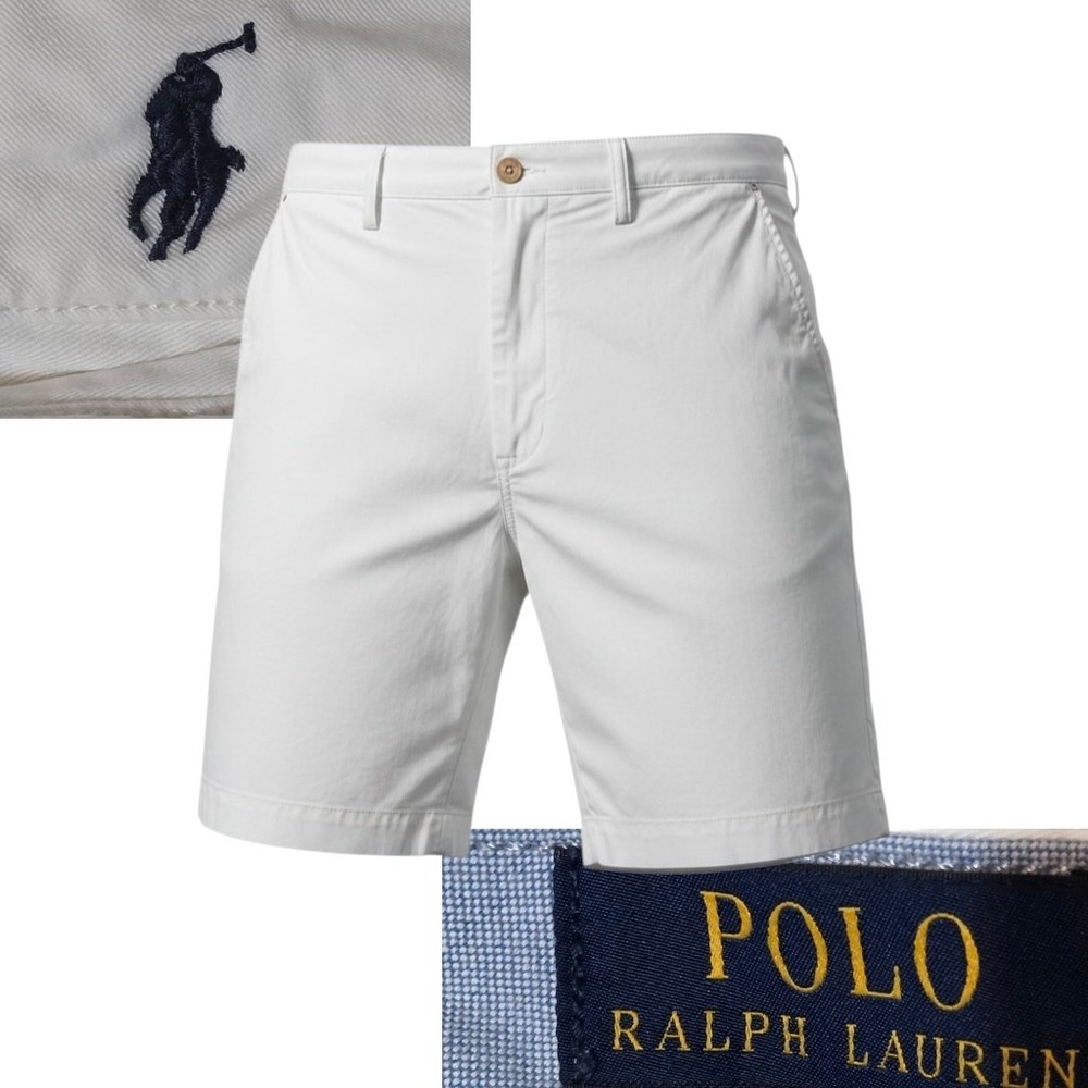 Polo Ralph Lauren Chino Shorts Mens 42 White Stretch Classic Fit Twill